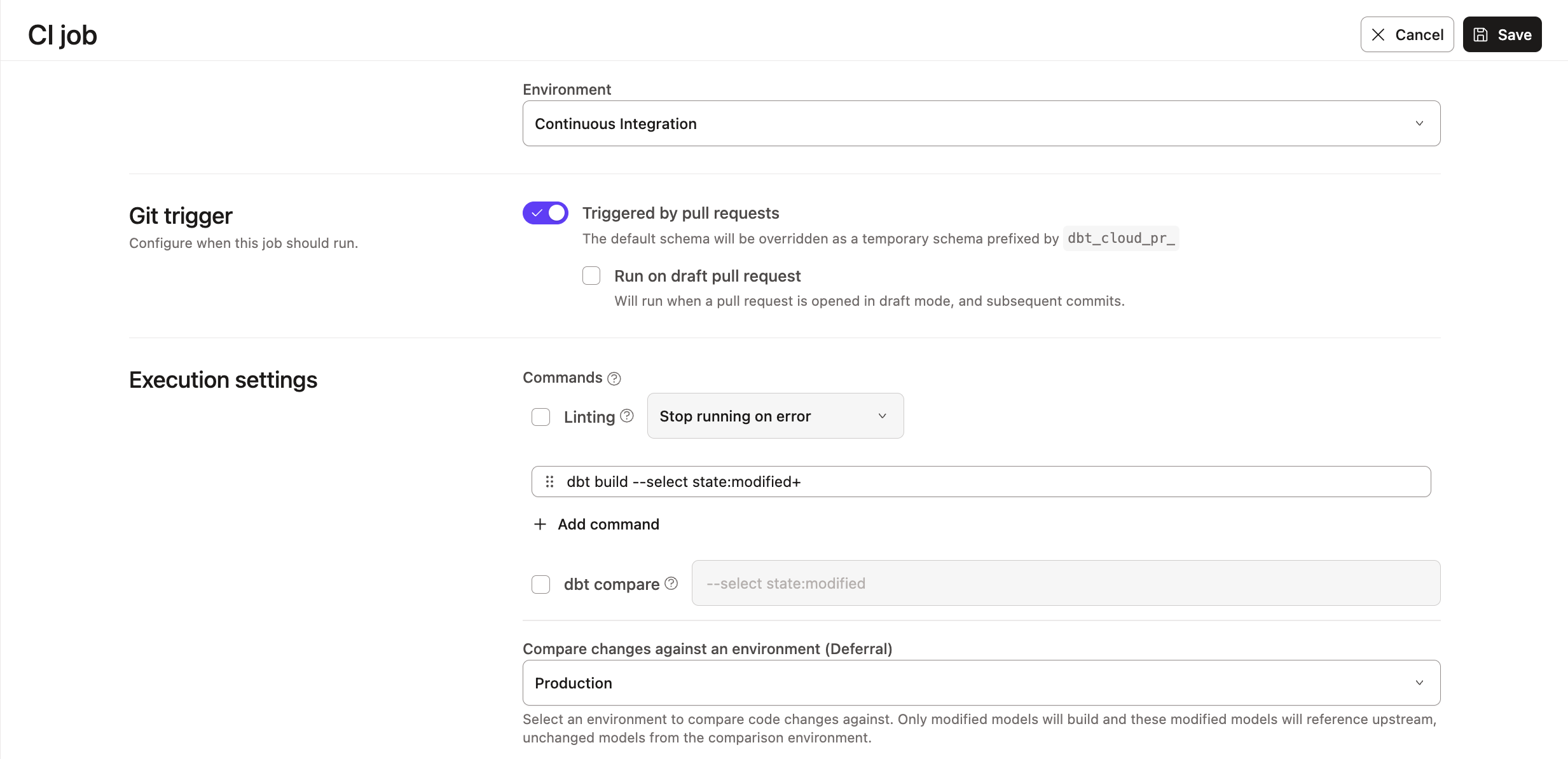 Example of a slim CI job with the above configurations